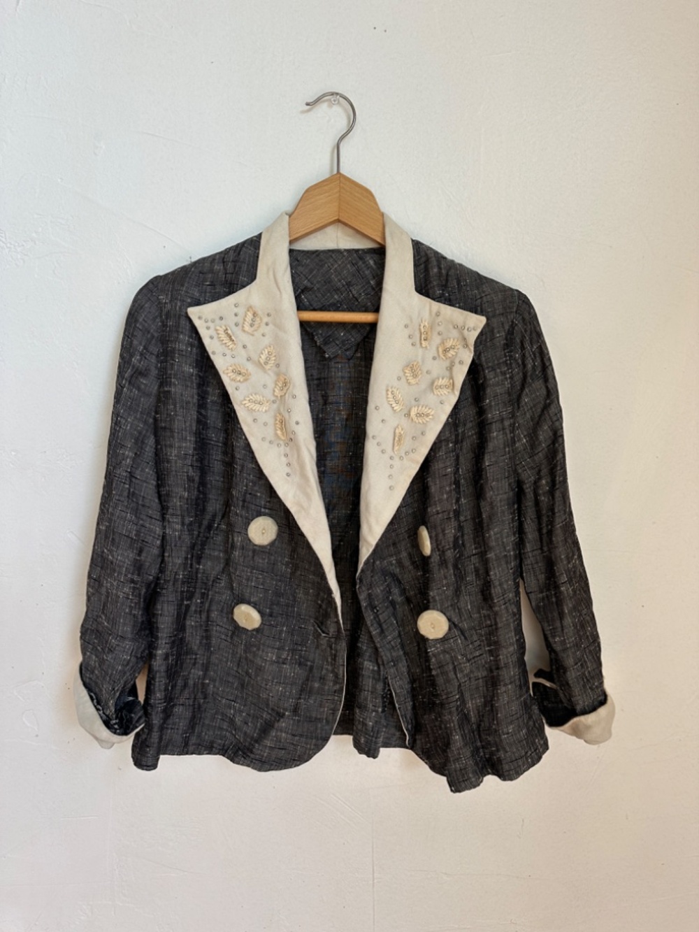 1940s Handmade Embroidered Beaded Jacket Medium Large